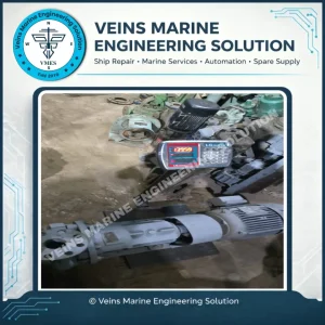 second hand marine pumps being weighed for export by VMES